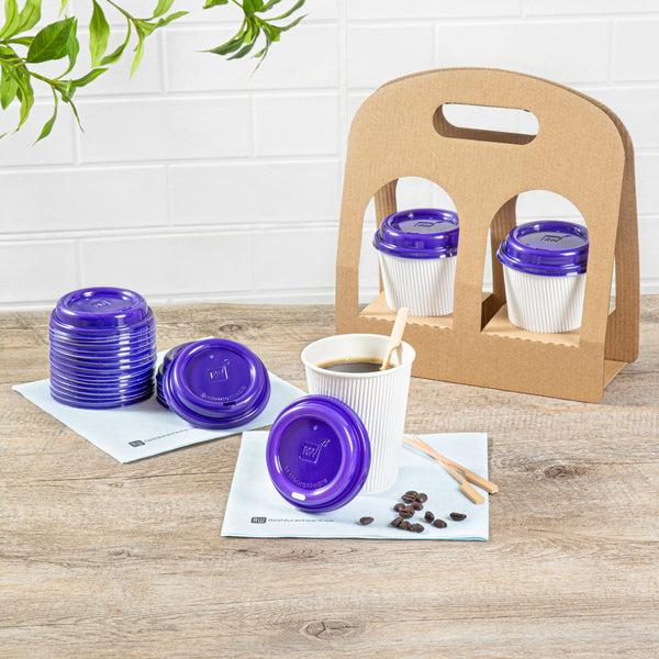 Restaurantware Restpresso Purple Plastic Coffee Cup Lid - Fits 8 12 16 And 20 Oz - 500 Count Box