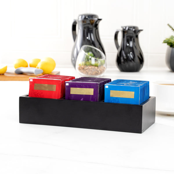 Restaurantware Restpresso Rectangle Black Bamboo Packet Organizer - 9 1/2" X 4 1/4" X 2" - 1 Count Box