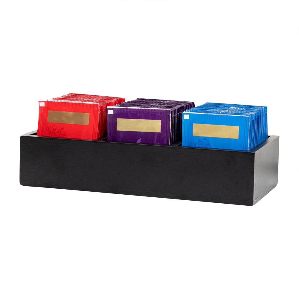 restaurantware Restpresso Rectangle Black Bamboo Packet Organizer - 9 1/2" x 4 1/4" x 2" - 1 count box