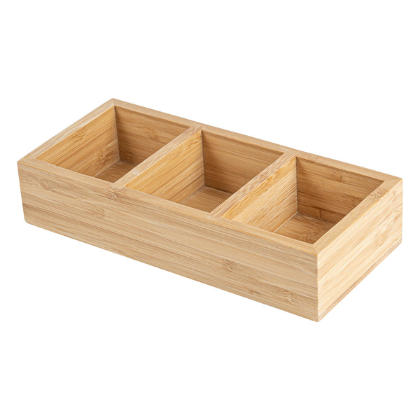 Restaurantware Restpresso Rectangle Natural Bamboo Packet Organizer - 9 1/2" X 4 1/4" X 2" - 1 Count Box