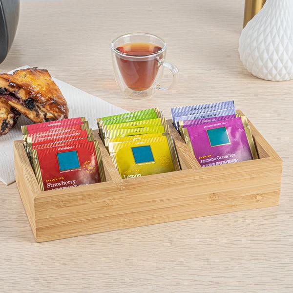 Restaurantware Restpresso Rectangle Natural Bamboo Packet Organizer - 9 1/2" X 4 1/4" X 2" - 1 Count Box