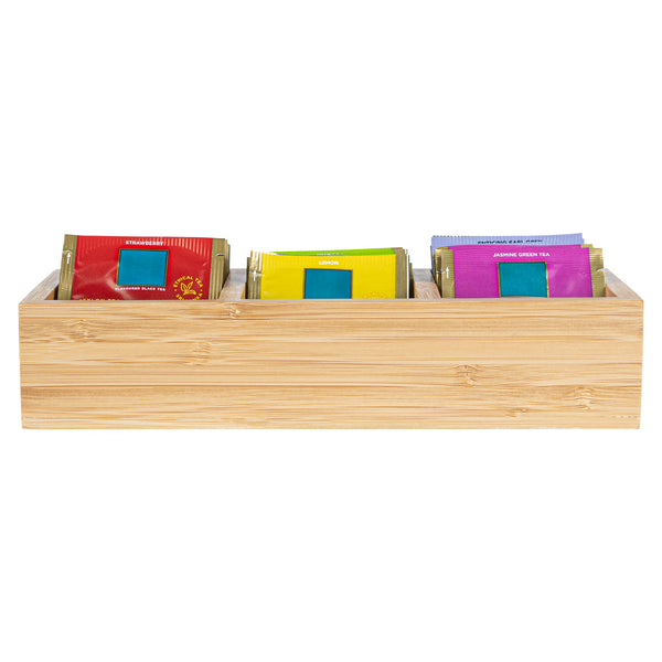 Restaurantware Restpresso Rectangle Natural Bamboo Packet Organizer - 9 1/2" X 4 1/4" X 2" - 1 Count Box