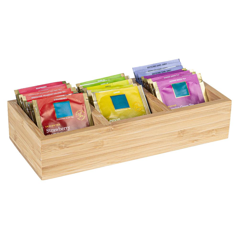 restaurantware Restpresso Rectangle Natural Bamboo Packet Organizer - 9 1/2" x 4 1/4" x 2" - 1 count box