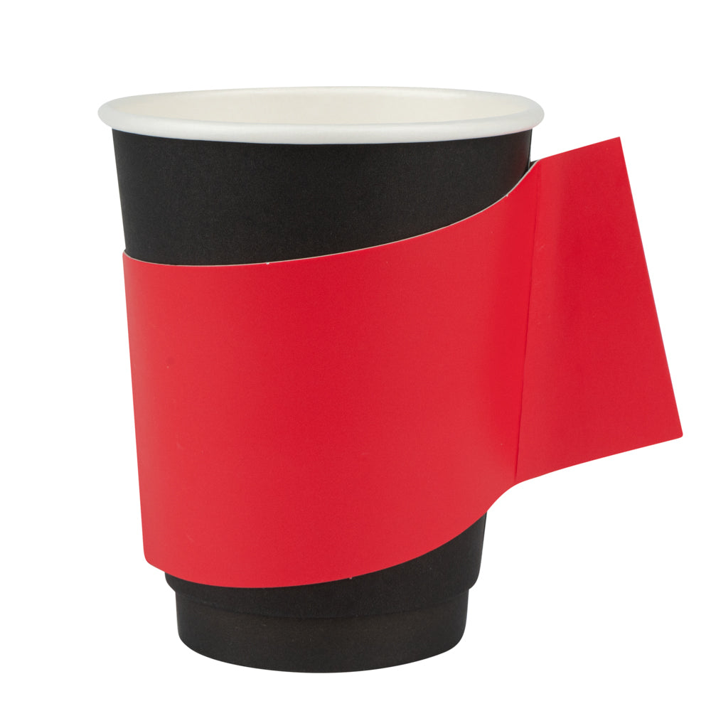 restaurantware Restpresso Red Paper Coffee Cup Sleeve - with Handle Fits 12 / 16 / 20 oz Cups - 1000 count box