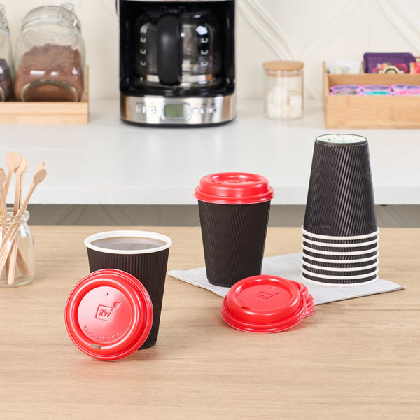 Restaurantware Restpresso Red Plastic Coffee Cup Lid - Fits 8 12 16 And 20 Oz - 500 Count Box