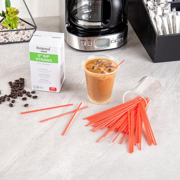 Restaurantware Restpresso Red Plastic Coffee Stirrer / Sip Straw - 5" - 5000 Count Box