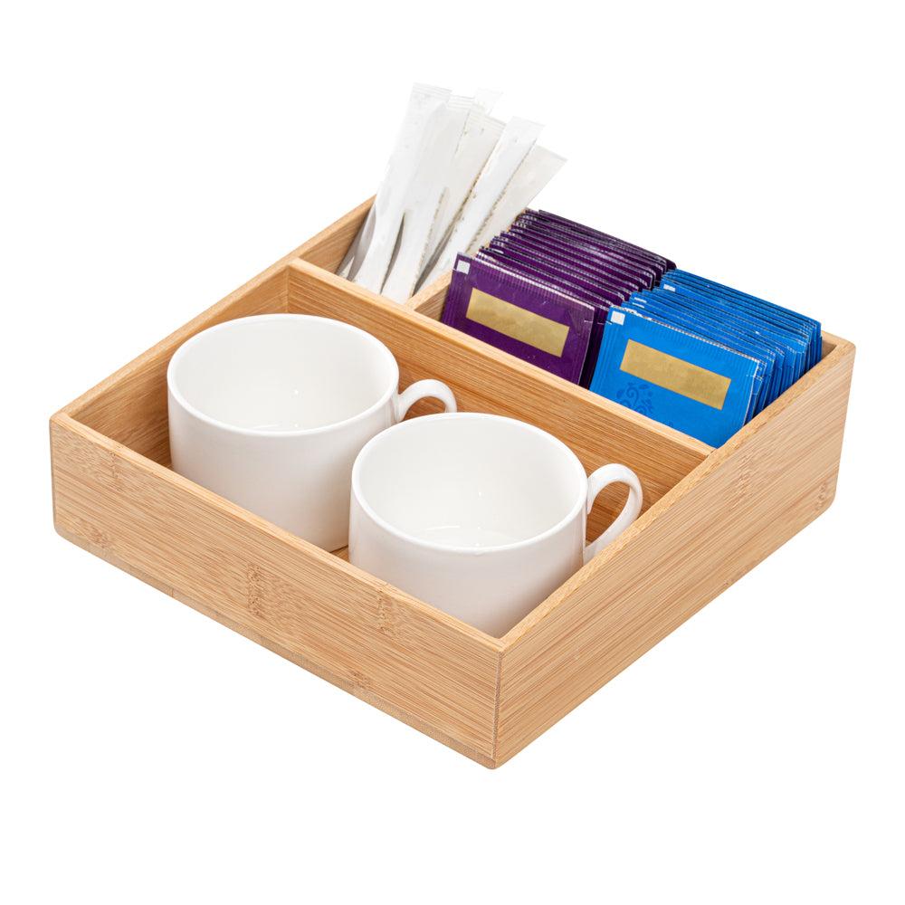 restaurantware Restpresso Square Natural Bamboo Packet Organizer - 8 1/4" x 8 1/4" x 2" - 1 count box