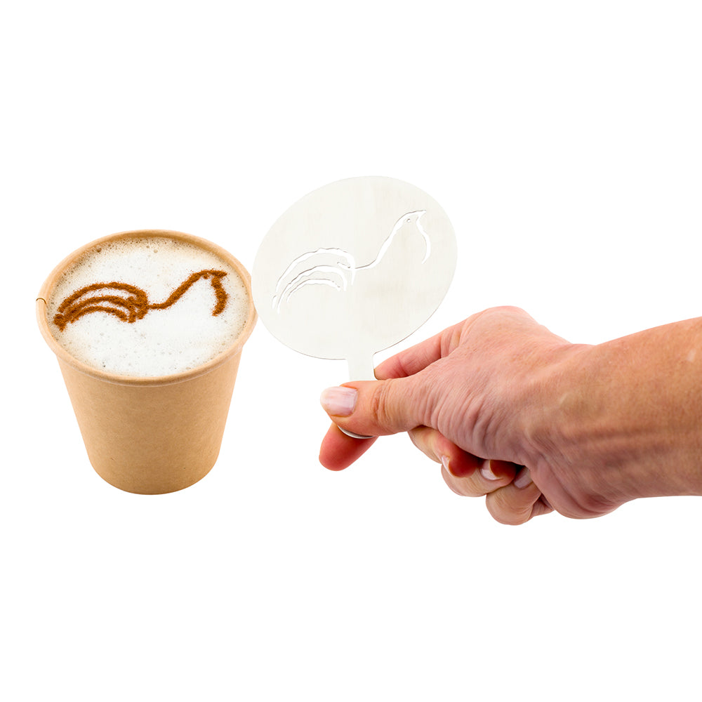 restaurantware Restpresso Stainless Steel Bird Coffee Decorating Stencil - 4 3/4" x 3 1/4" - 1 count box