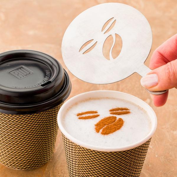 Restaurantware Restpresso Stainless Steel Cafe Bean Coffee Decorating Stencil - 4 3/4" X 3 1/4" - 1 Count Box