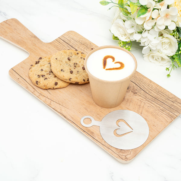 Restaurantware Restpresso Stainless Steel Coffee Decorating Stencil Set - Includes 8 Stencils - 4 3/4" X 3 1/4" - 8 Count Box