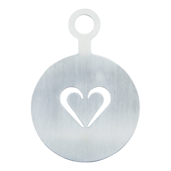 Restaurantware Restpresso Stainless Steel Heart Coffee Decorating Stencil - 4 3/4" X 3 1/4" - 1 Count Box