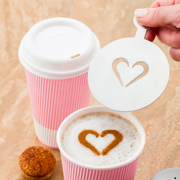 Restaurantware Restpresso Stainless Steel Heart Coffee Decorating Stencil - 4 3/4" X 3 1/4" - 1 Count Box