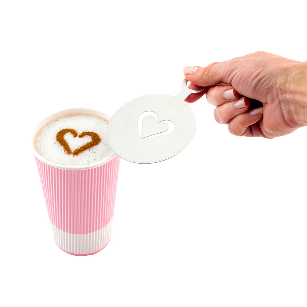 restaurantware Restpresso Stainless Steel Heart Coffee Decorating Stencil - 4 3/4" x 3 1/4" - 1 count box