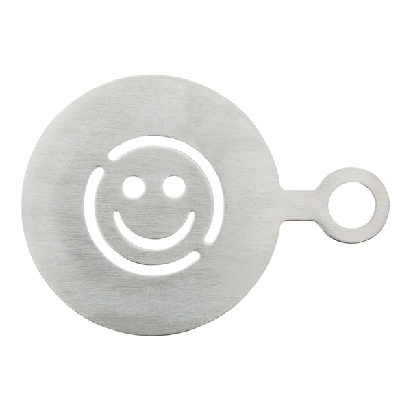 Restaurantware Restpresso Stainless Steel Smiley Face Coffee Decorating Stencil - 4 3/4" X 3 1/4" - 1 Count Box