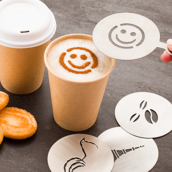 Restaurantware Restpresso Stainless Steel Smiley Face Coffee Decorating Stencil - 4 3/4" X 3 1/4" - 1 Count Box