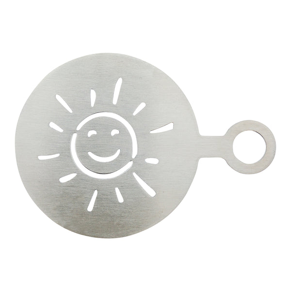 Restaurantware Restpresso Stainless Steel Smiley Sun Coffee Decorating Stencil - 4 3/4" X 3 1/4" - 1 Count Box