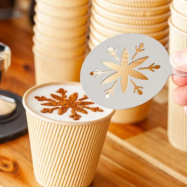 Restaurantware Restpresso Stainless Steel Snowflake Coffee Decorating Stencil - 4 1/4" X 3 1/4" - 1 Count Box