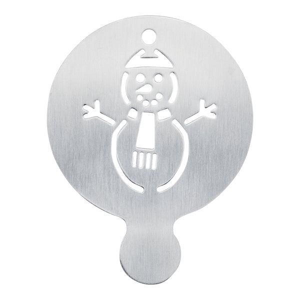 Restaurantware Restpresso Stainless Steel Snowman Coffee Decorating Stencil - 4 1/4" X 3 1/4" - 1 Count Box