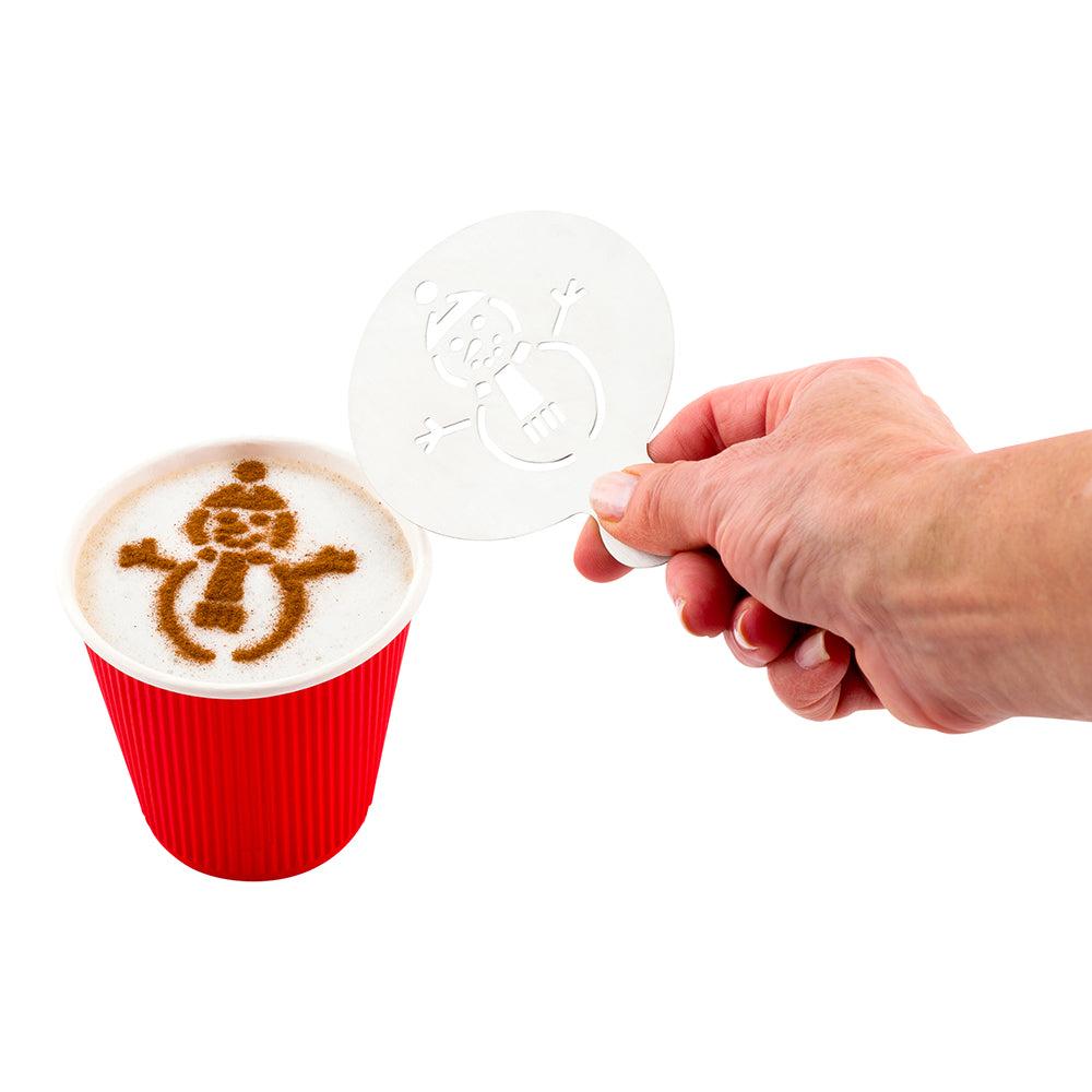 restaurantware Restpresso Stainless Steel Snowman Coffee Decorating Stencil - 4 1/4" x 3 1/4" - 1 count box