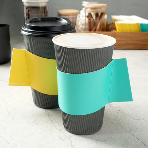 Restaurantware Restpresso Turquoise Paper Coffee Cup Sleeve - With Handle Fits 12 / 16 / 20 Oz Cups - 1000 Count Box