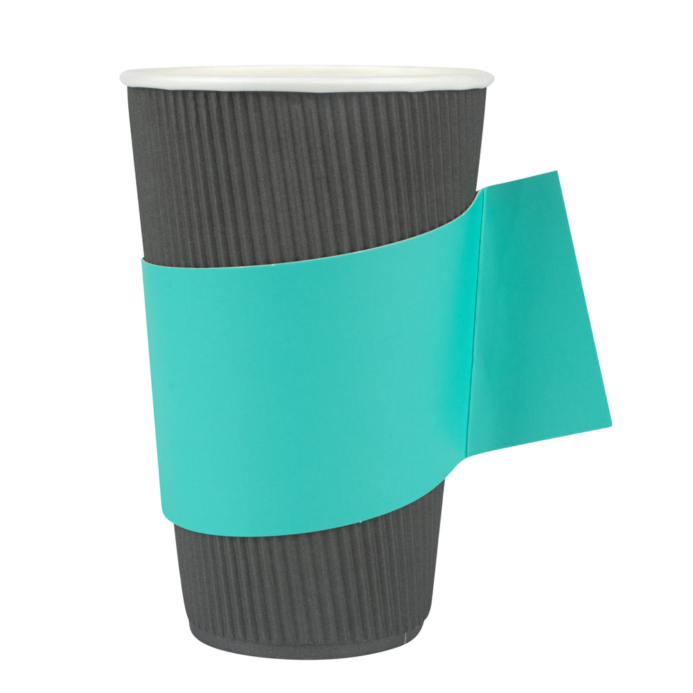 restaurantware Restpresso Turquoise Paper Coffee Cup Sleeve - with Handle Fits 12 / 16 / 20 oz Cups - 1000 count box