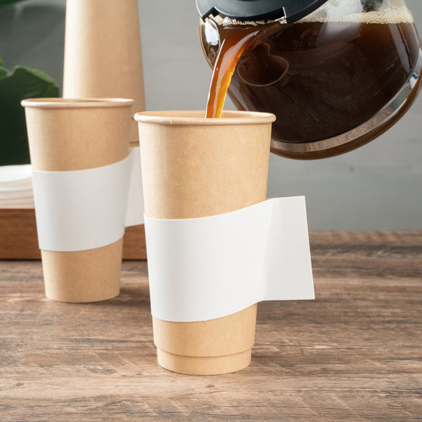 Restaurantware Restpresso White Paper Coffee Cup Sleeve - With Handle Fits 12 / 16 / 20 Oz Cups - 1000 Count Box