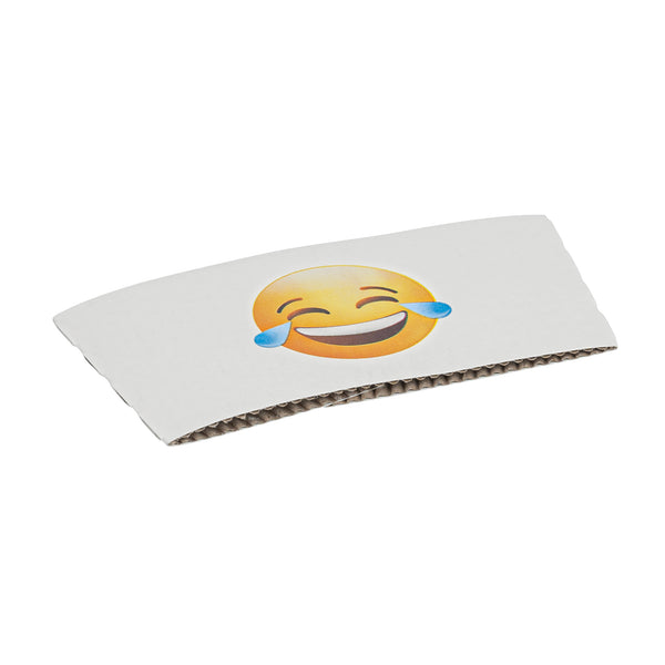 Restaurantware Restpresso White Paper Crying Laughing Emoji Coffee Cup Sleeve - Fits 12 / 16 / 20 Oz Cups - 1000 Count Box