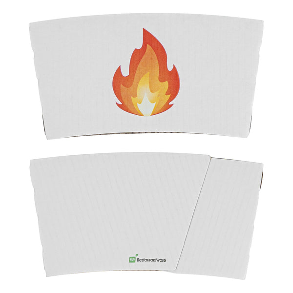 Restaurantware Restpresso White Paper Fire Emoji Coffee Cup Sleeve - Fits 12 / 16 / 20 Oz Cups - 1000 Count Box