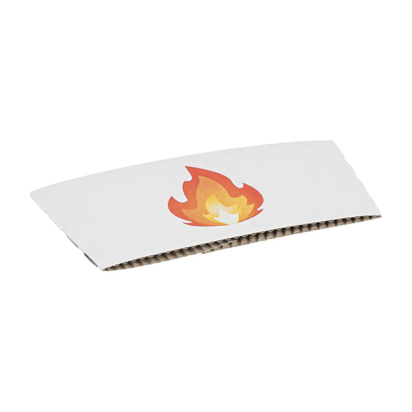 Restaurantware Restpresso White Paper Fire Emoji Coffee Cup Sleeve - Fits 12 / 16 / 20 Oz Cups - 1000 Count Box