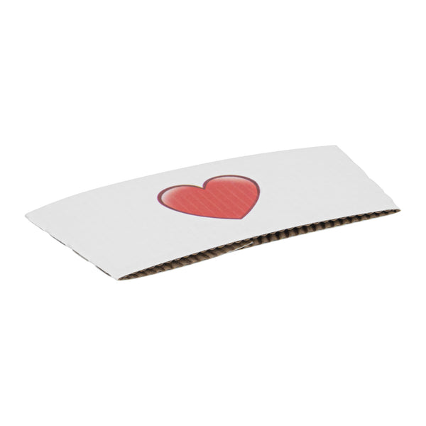 Restaurantware Restpresso White Paper Heart Emoji Coffee Cup Sleeve - Fits 12 / 16 / 20 Oz Cups - 1000 Count Box