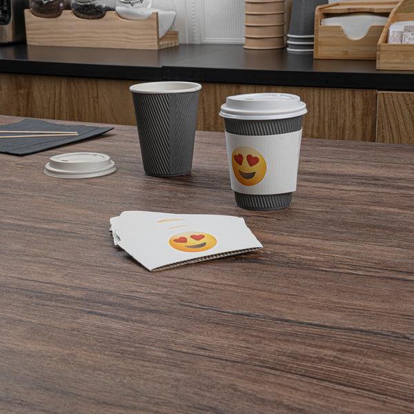 Restaurantware Restpresso White Paper Heart Eyes Emoji Coffee Cup Sleeve - Fits 12 / 16 / 20 Oz Cups - 1000 Count Box