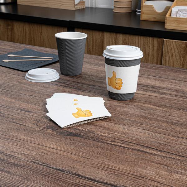 Restaurantware Restpresso White Paper Thumbs Up Emoji Coffee Cup Sleeve - Fits 12 / 16 / 20 Oz Cups - 1000 Count Box