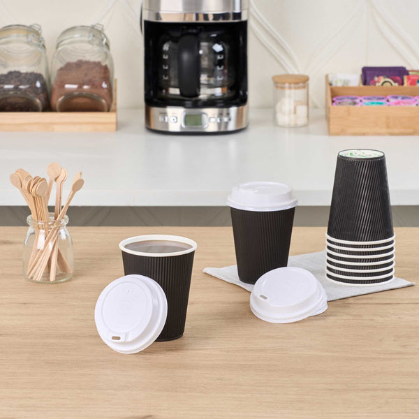 Restaurantware Restpresso White Plastic Coffee Cup Lid - Elevated Spout Fits 8 12 16 And 20 Oz - 500 Count Box