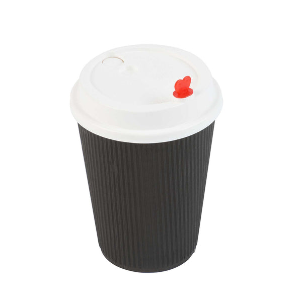 Restaurantware Restpresso White Plastic Coffee Cup Lid - Fits 8 12 16 And 20 Oz With Red Heart Plug - 500 Count Box