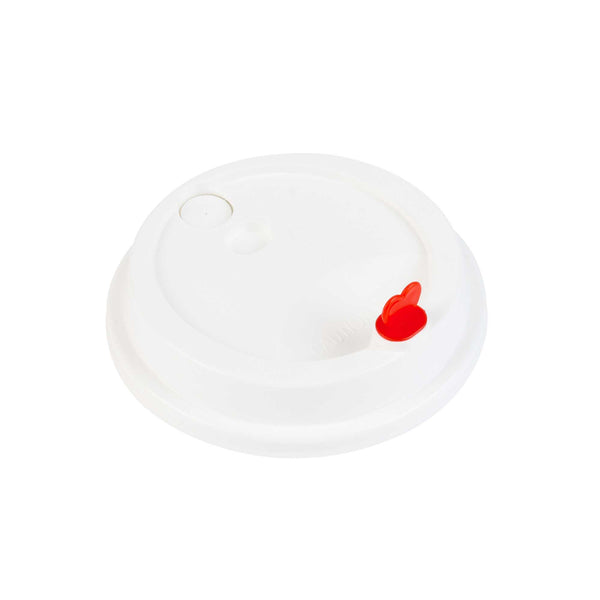 Restaurantware Restpresso White Plastic Coffee Cup Lid - Fits 8 12 16 And 20 Oz With Red Heart Plug - 500 Count Box