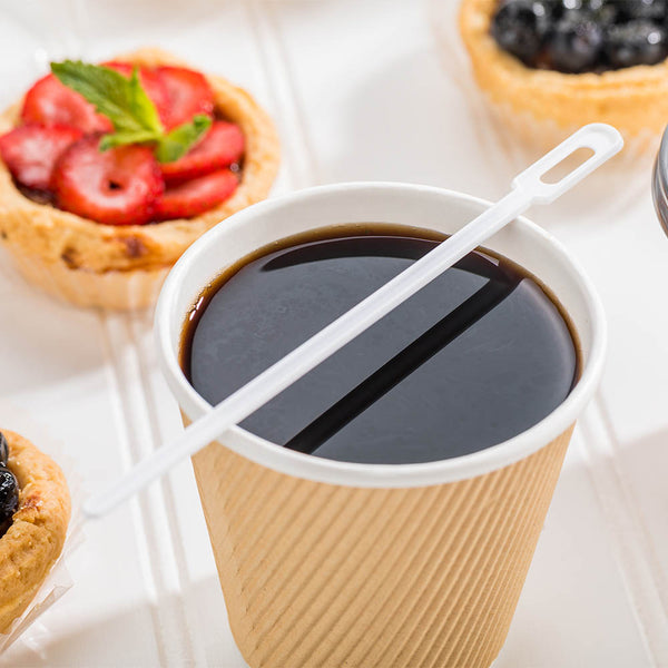 Restaurantware Restpresso White Plastic Keyhole Coffee Stirrer - 6" - 1000 Count Box