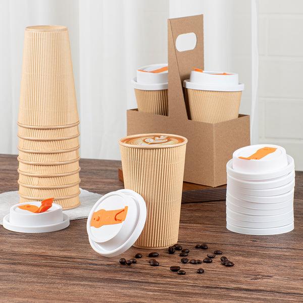 Restaurantware Restpresso White Plastic Lid - With Hinged Spout Cover Fits 8 12 16 And 20 Oz Coffee Cups - 500 Count Box