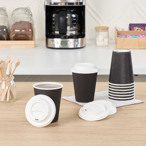 Restaurantware Restpresso White Sugarcane / Bagasse Coffee Cup Lid - Fits 8 12 16 And 20 Oz Compostable - 500 Count Box