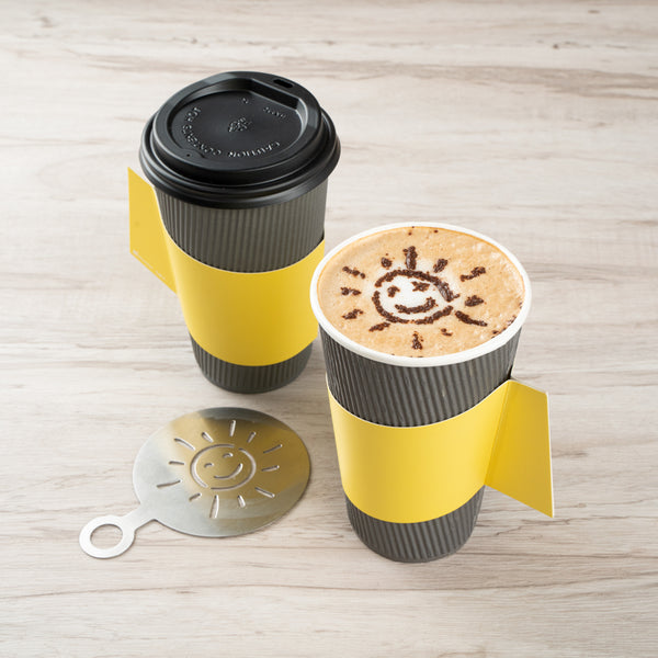 Restaurantware Restpresso Yellow Paper Coffee Cup Sleeve - With Handle Fits 12 / 16 / 20 Oz Cups - 1000 Count Box