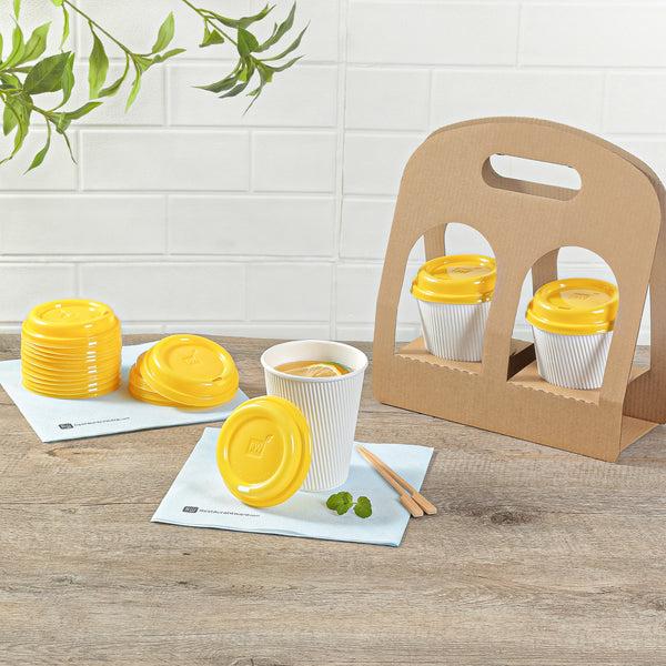 Restaurantware Restpresso Yellow Plastic Coffee Cup Lid - Fits 8 12 16 And 20 Oz - 500 Count Box