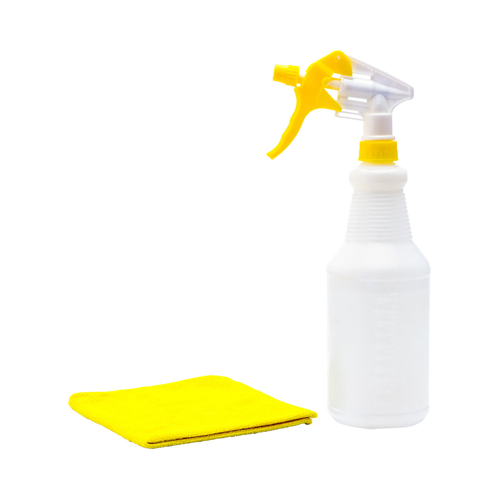 restaurantware RW Clean 25 oz Yellow Plastic Spray Bottle - Adjustable Nozzle - 3 count box
