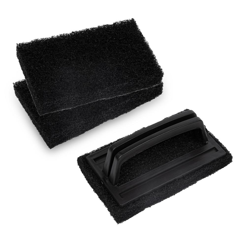 restaurantware RW Clean Black Heavy-Duty Scouring Pad - Multi-Purpose with Handle - 6" x 5 1/2" x 3" - 1 count box