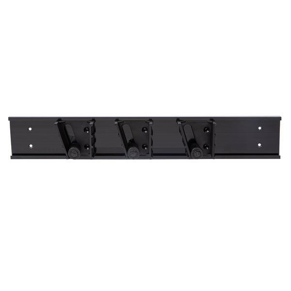 Restaurantware RW Clean Black Mop / Broom Holder - 3 Slots Wall Mount - 17 3/4" - 1 Count Box