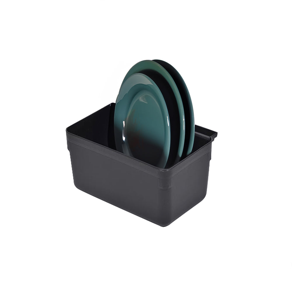 restaurantware RW Clean Black Plastic Attachable Small Bus Tub - Fits Heavy-Duty Rolling Utility Cart - 13" x 9 1/4" x 7" - 1 count box
