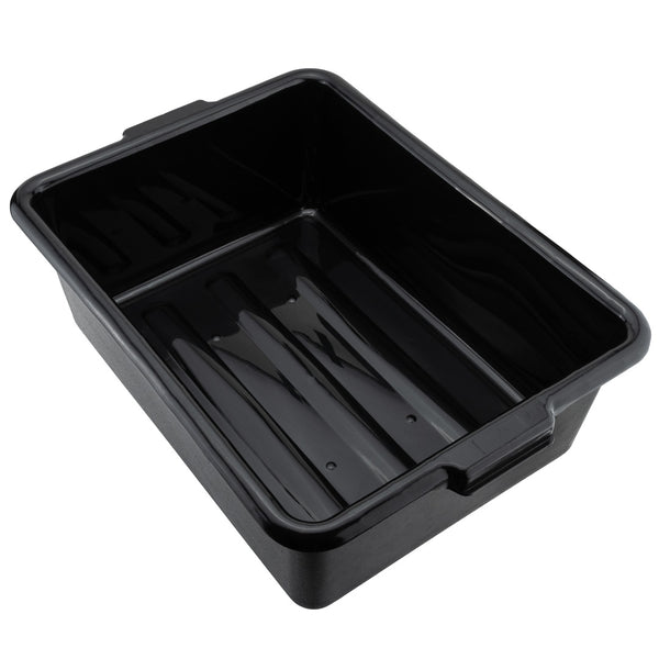 Restaurantware RW Clean Black Plastic Bus Tub - Deep Easy Grip - 22" X 15 3/4" X 7" - 12 Count Box