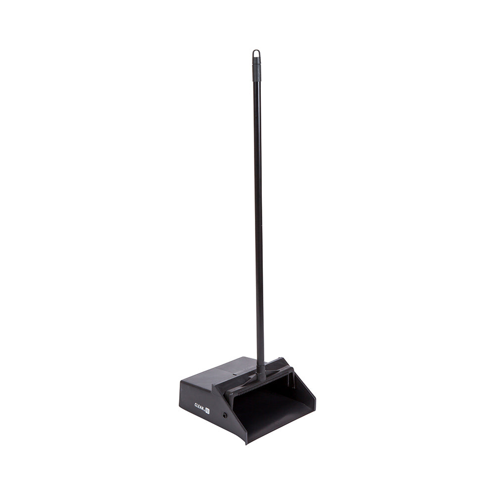 restaurantware RW Clean Black Plastic Lobby Dustpan - with Handle Broom Clip - 11 3/4" x 11" x 34" - 1 count box
