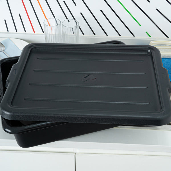 Restaurantware RW Clean Black Plastic Snap-On Lid - Fits Easy Grip Bus Tub - 23 1/4" X 17" X 1" - 1 Count Box