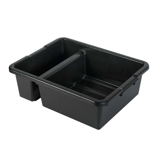 Restaurantware RW Clean Black Polypropylene Bus Tub / Bus Box - Divided Deep Easy Grip - 21 1/4" X 16 3/4" X 7" - 10 Count Box