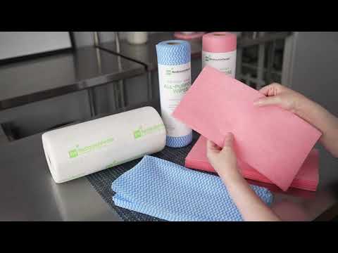 Restaurantware RW Clean Blue 100% Viscose All-Purpose Wipe Roll - Biodegradable - 11" X 11" - 50 Sheets X 10 Rolls