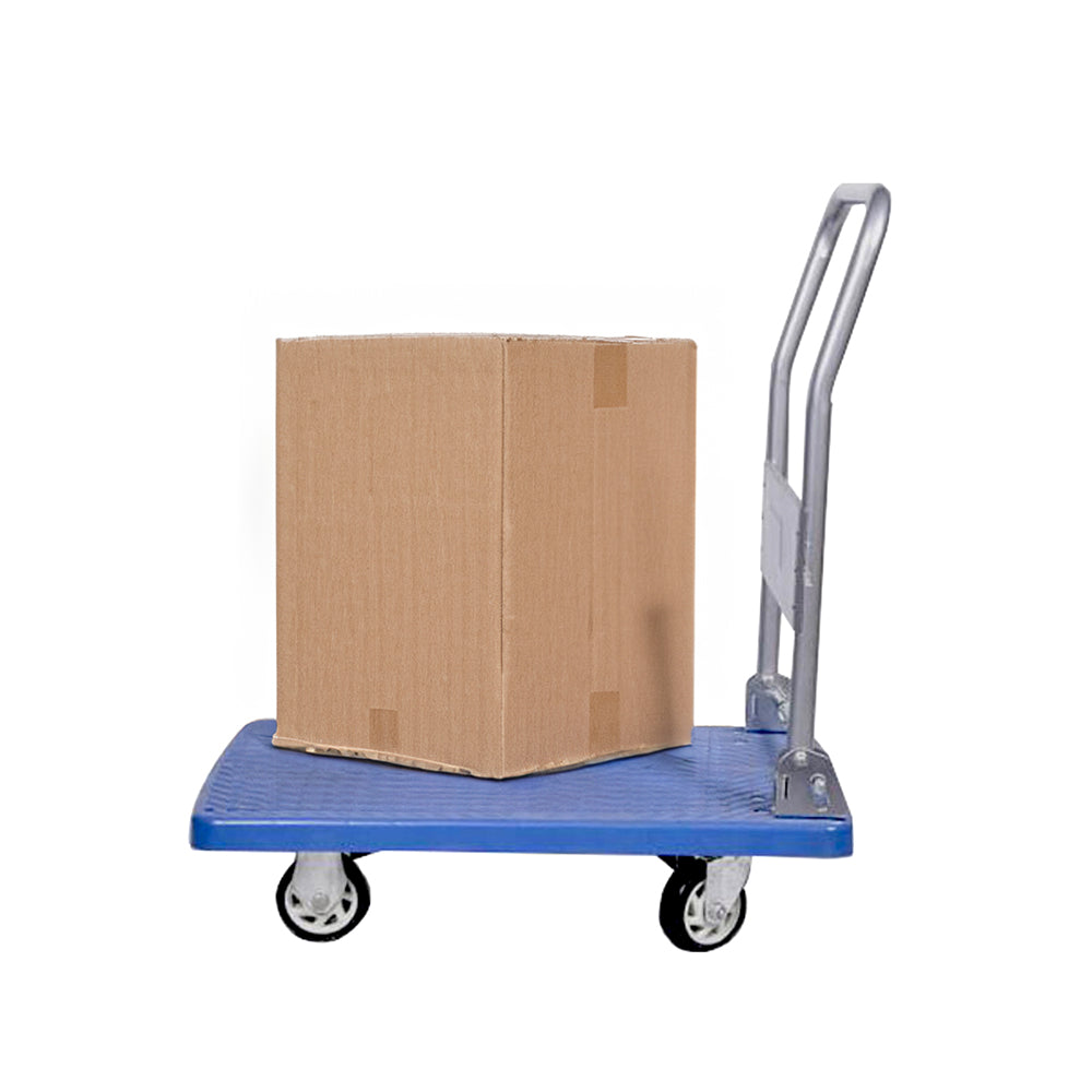 restaurantware RW Clean Blue Plastic Large Folding Platform Cart - 660 lb Capacity - 35 1/2" x 23 1/4" x 27 3/4" - 1 count box